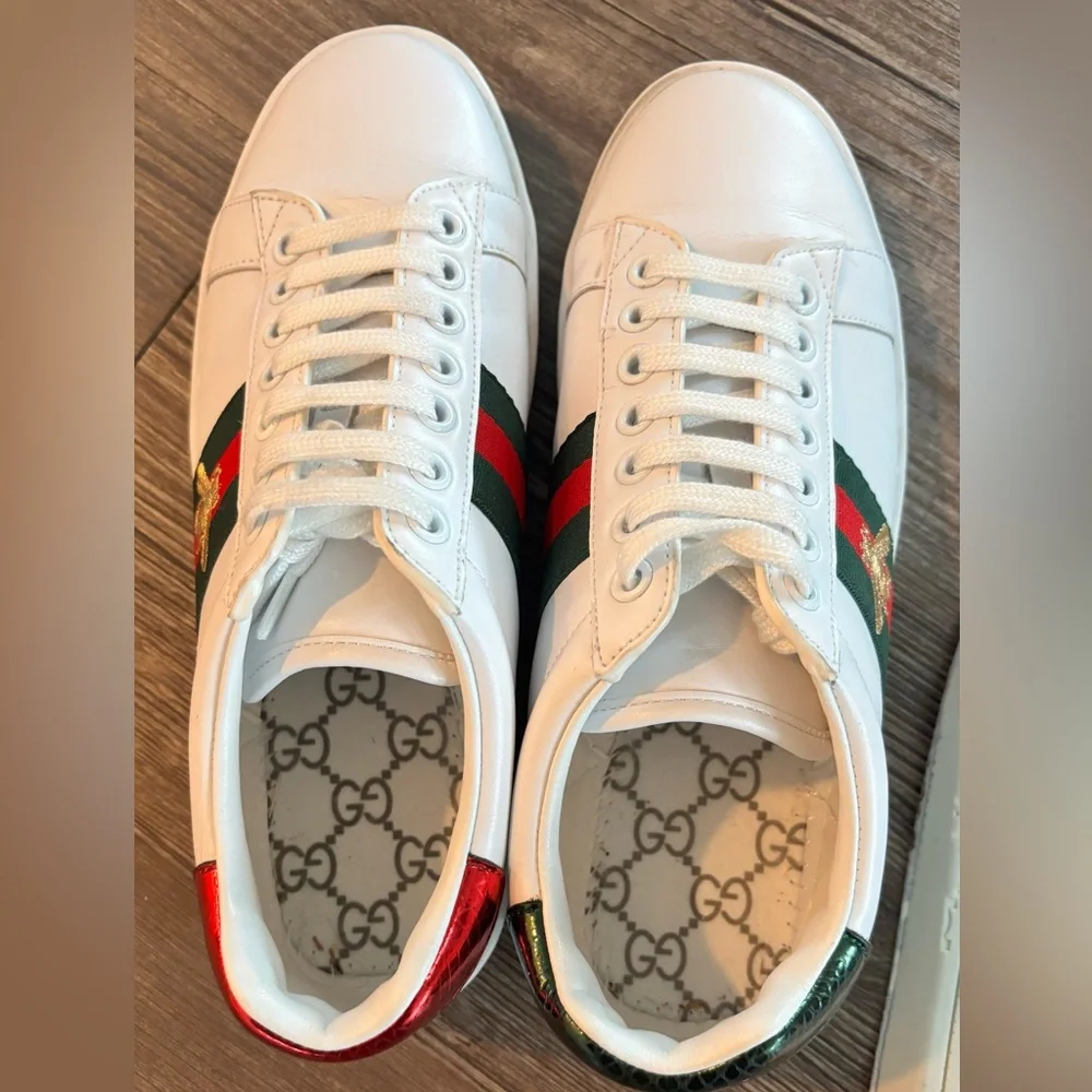 Gucci White Sneakers with Red and Green Stripes - US 8 - Picture 11 of 11